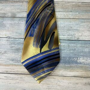 J Garcia Tie Birdland Collection Yellow Abstract 100% Silk Collection Forty-Six